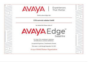 ETK networks erneut als Avaya Sapphire Partner ausgezeichnet!